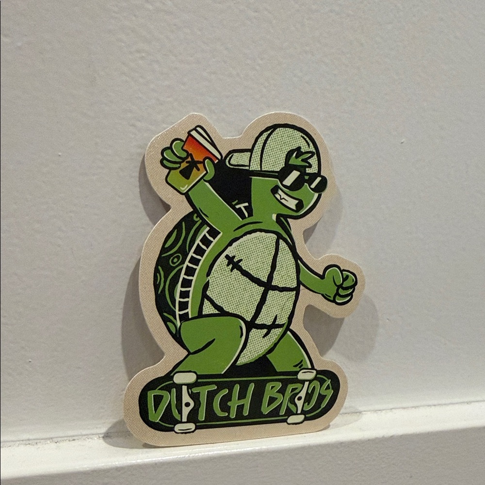Dutch Bros Green Turtle Skateboard Sticker